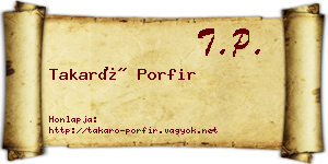 Takaró Porfir névjegykártya